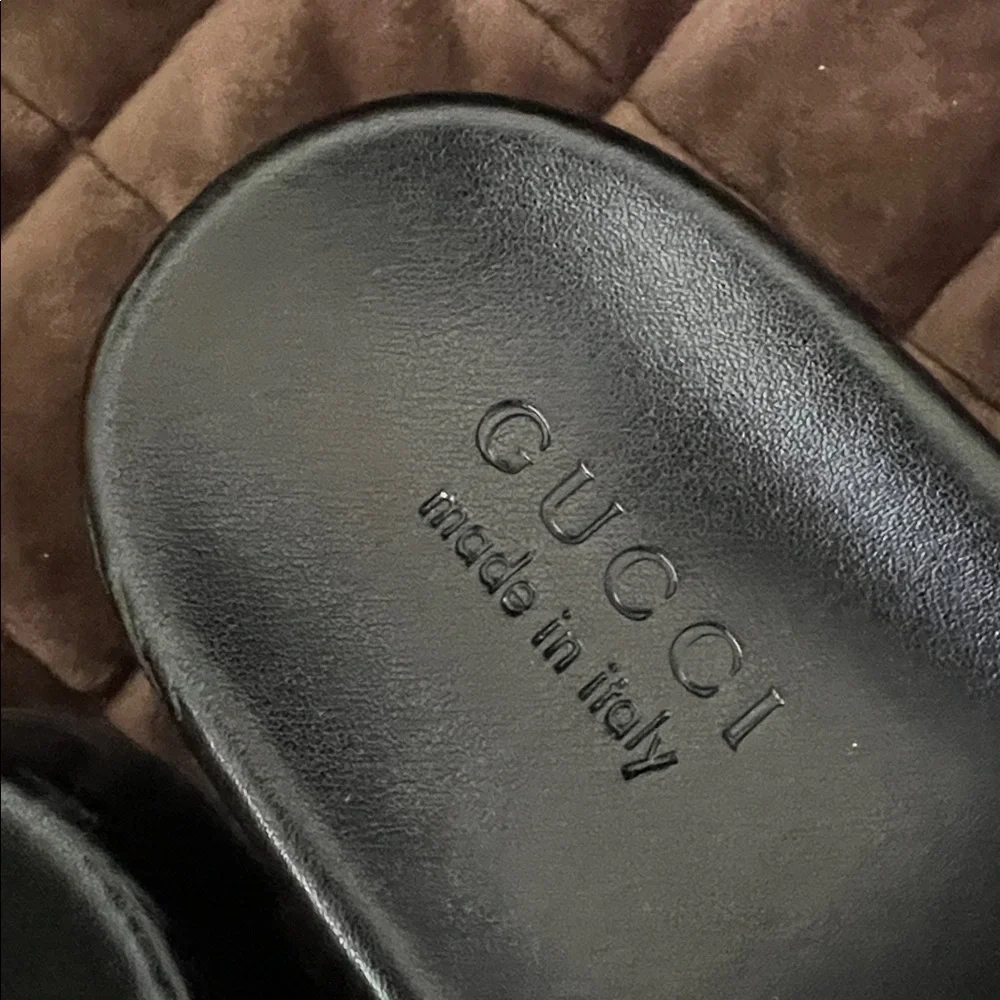 Gucci Brown and Beige Monogram Slide Sandals - Picture 4 of 7